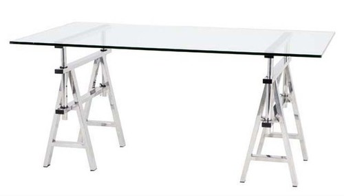 Casa Padrino Luxus Schreibtisch / Sekret�r Glas / Silber Architect Art Deco