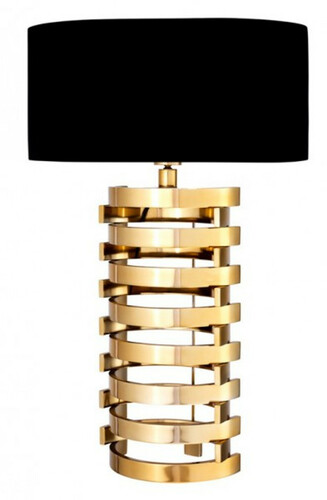 Casa Padrino Luxus Tischleuchte Gold finish / Lampenschirm Schwarz 74 x 50 cm - Leuchte - Luxury Collection