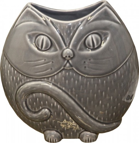 Casa Padrino Designer Vase Cat aus Glas Grau, gl�nzend, H�he 25 cm, Breite 25 cm 