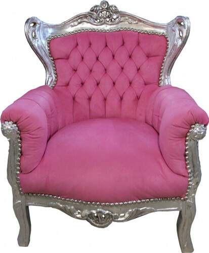 Casa Padrino Barock Kinder Sessel Rosa/ Silber- Barock M�bel