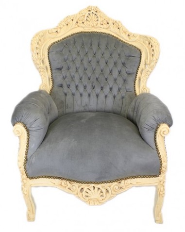 Casa Padrino Barock Sessel King  Grau / Antik Stil Creme - M�bel