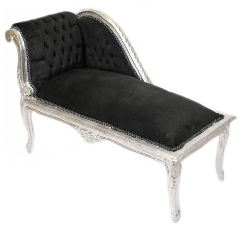 Casa Padrino Barock Kinder Chaiselongue Schwarz / Silber Mod2 - Tron Barock M�bel