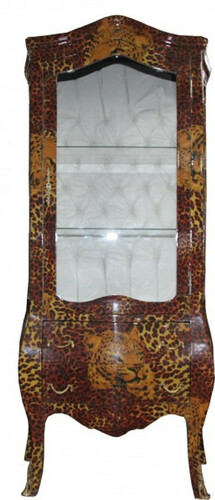 Casa Padrino Barock Vitrine Leopard - Vitrinenschrank - Wohnzimmerschrank