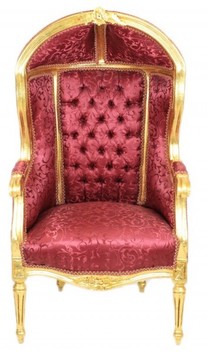 Casa Padrino Barock Kinder Thron Sessel Bordeaux Muster /Gold - Ballon Sessel Barock M�bel