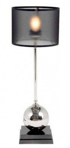 Casa Padrino Luxus Tischleuchte Schwarz vernickeltes Metall - Leuchte - Luxury Collection