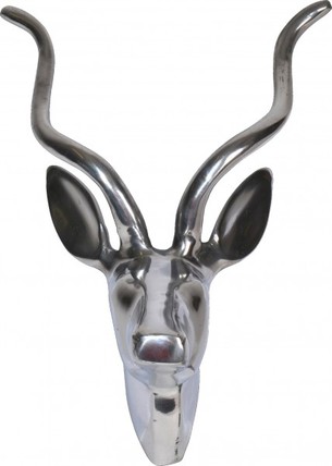 Casa Padrino Designer Geweih Deko Bock aus poliertem Aluminium - Wandfigur - Geweih - Wandgeweih