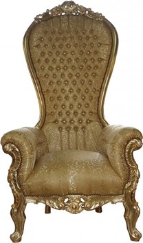 Casa Padrino Barock Thron Sessel Majestic Gold Muster / Gold mit Bling Bling Glitzersteinen - Riesensessel -Thron Stuhl Tron