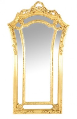 Riesiger Casa Padrino Luxus Barock Wandspiegel Venice Gold 210 x 115 cm - Massiv und Schwer - Goldener Spiegel