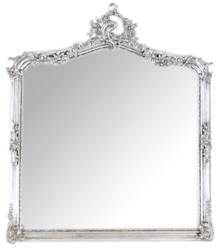 Casa Padrino Barock Wandspiegel Antik Silber - Italienischer Antik Stil - 115 x 100 cm - Edel & Prunkvoll