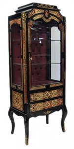 Casa Padrino Barock Boulle Vitrine - Handgefertigt aus Massivholz - Barock Vitrinenschrank