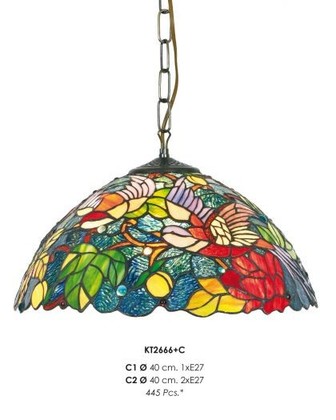 Casa Padrino Tiffany H�ngeleuchte 40cm Gelb / Gr�n / Rot Mod2 - Glas Mosaik Decken Lampe Leuchte Barock Restaurant Beleuchtung