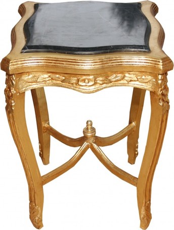 Casa Padrino Barock Beistelltisch mit Marmorplatte Viereckig Gold Mod2  62 x 43 cm - Antik Stil