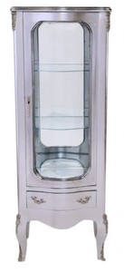 Casa Padrino Barock Vitrine Silber 130 cm - Vitrinenschrank - Wohnzimmerschrank