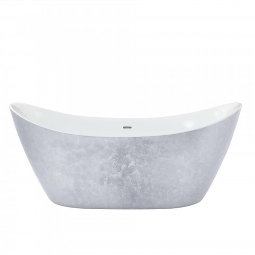 Casa Padrino Art Deco Badewanne freistehend Edelstahleffekt Modell He-Hyl 1730mm - Freistehende Retro Antik Jugendstil Badewanne