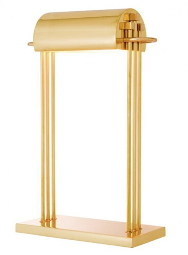 Casa Padrino Luxus Schreibtisch Leuchte Messing poliert - Leuchte Lampe - Tischleuchte Tischlampe