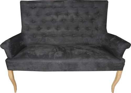 Casa Padrino Designer Chesterfield Sitzbank / Sofa Dunkelgrau / Holzfarben - Retro Salon M�bel Barock