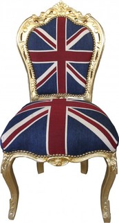 Casa Padrino Barock Esszimmer Stuhl Union Jack / Gold - M�bel Antik Stil