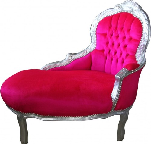 Casa Padrino Barock Kinder Chaiselongue Pink / Silber Mod2 -  Barock Mbel