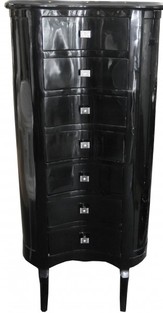 Casa Padrino Barock Kommode Schwarz Hochglanz mit 7 Schubladen Oval - Antik Stil