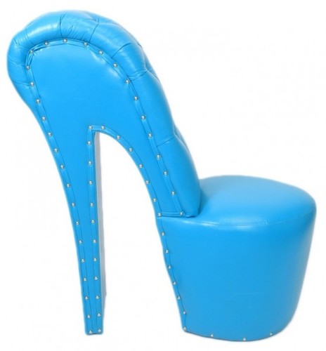 Casa Padrino High Heel Sessel mit Dekosteinen Hellblau Luxus Design - Designer Sessel - Club Mbel - Schuh Stuhl Sessel