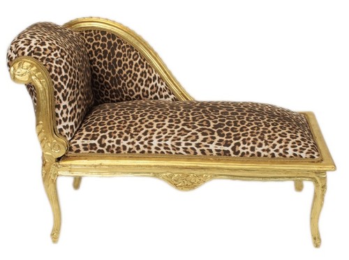 Casa Padrino Barock Kinder Chaiselongue Leopard / Gold - Recamiere Barock M�bel Kindersofa