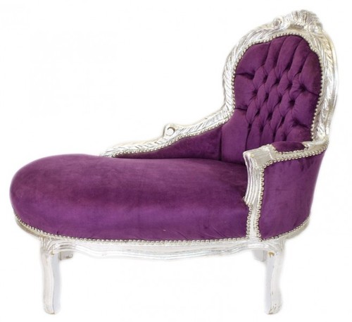 Casa Padrino Barock Kinder Chaiselongue Lila / Silber Mod2 -  Barock M�bel