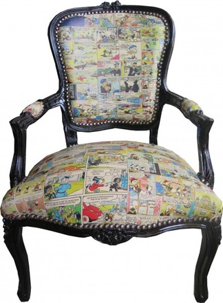 Casa Padrino Barock Salon Stuhl Comic Design / Schwarz - M�bel Antik Stil