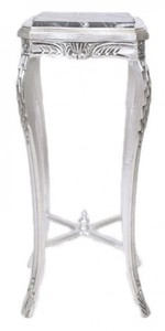 Casa Padrino Barock Beistelltisch mit Marmorplatte Viereckig Hoch Silber H70 x 50 x 50 cm - Antik Stil