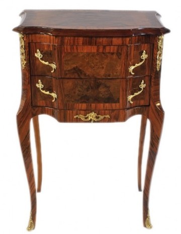 Casa Padrino Barock Kommode Mahagoni / Gold mit 2 Schubladen - Nachtschrank Antik Stil