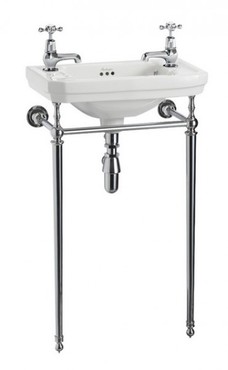 Casa Padrino Jugendstil Stand G�ste WC Waschtisch Wei� / Chrom B 51cm mit 2 Hahnl�chern Mod2 - Art Deco Waschbecken Barock Antik Stil