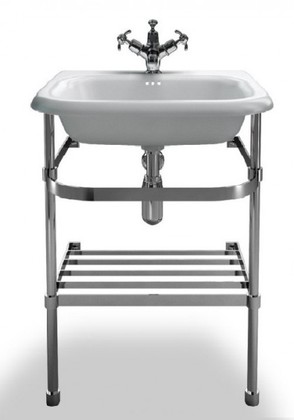 Casa Padrino Jugendstil Stand Waschtisch Naturstein Wei� / Edelstahl B 55cm - Art Deco Waschbecken Barock Antik Stil