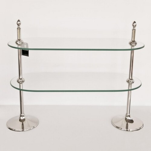 Casa Padrino Luxus Regalschrank vernickelt - Badregal Regal Schrank Glas Glasregal