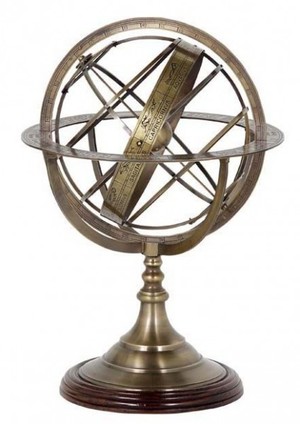 Casa Padrino Luxus Globus Antik Messing  32 x H. 52 cm - Art Deco Deko Globus - Wohnzimmer Deko - Schreibtisch Deko - Luxus Kollektion