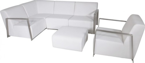 Casa Padrino Art Deco Designer Garten M�bel Set Wei� mit Sunbrella Stoff - schnelltrocknend - Luxus Garten M�bel Set