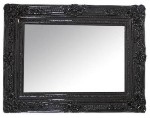 Casa Padrino Barock Wandspiegel Schwarz H�he 130 cm, Breite 96 cm - Edel & Prunkvoll