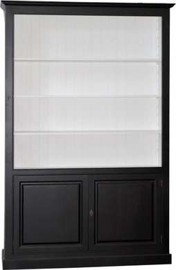 Casa Padrino Luxus B�cherschrank Schwarz / Wei� B 168 x H 254 cm B�cherregal Regal Schrank - Art Deco Jugendstil Hotel M�bel