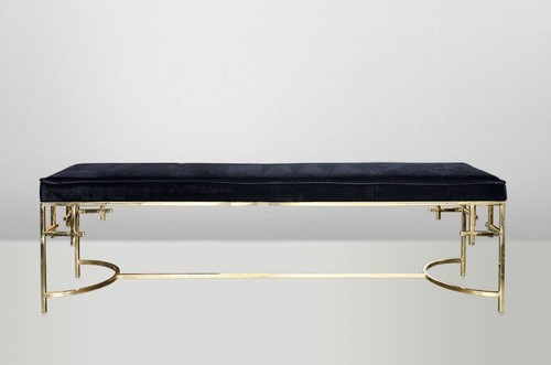 Casa Padrino Art Deco Luxus Sitzbank Edelstahl Gold - Vintage Jugendstil M�bel