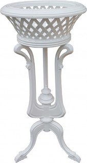Casa Padrino Barock Pflanzentopfst�nder aus Holz Weiss - Blumentopfst�nder, Blumenst�nder