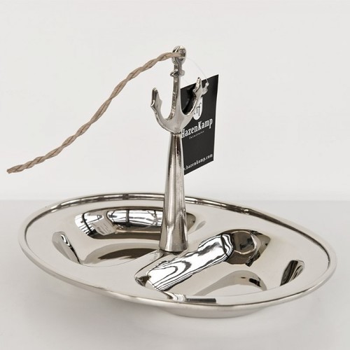 Casa Padrino Messing Schale Anker vernickelt f�r N�sse Zucker oder Salzgeb�ck mit 2 Segmenten - Maritime Deko