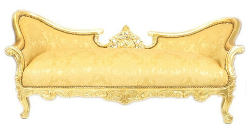 Casa Padrino Barock Sofa Garnitur Vampire Gold Blumen Muster / Gold - Antik Design M�bel Couch Wohnzimmer