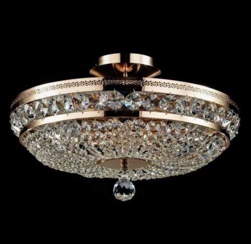 Casa Padrino Barock Kristall Decken Kronleuchter Gold 43,5 x H 26 cm Antik Stil - M�bel L�ster Leuchter Deckenleuchte Deckenlampe