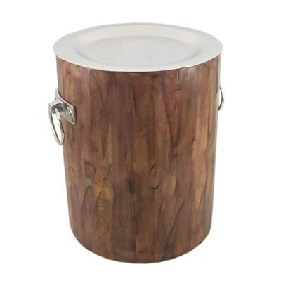 Casa Padrino Vintage Beistelltisch Holz / Aluminium 38 x H46 cm - Jugendstil Tisch Art Deco