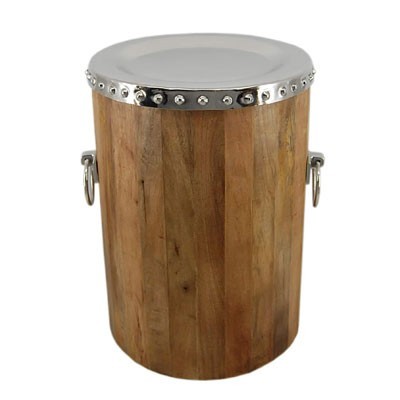 Casa Padrino Vintage Beistelltisch Holz / Aluminium 38 x H52 cm - Jugendstil Tisch Art Deco