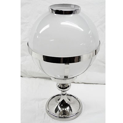 Casa Padrino Laterne Messing vernickelt / Glas Vintage Kugel Design H41 cm-  Kerzenleuchter