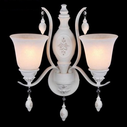 Casa Padrino Barock Wandleuchte Wei� 25,1 x H 48,6 cm Antik Stil - Wandlampe Wand Beleuchtung 