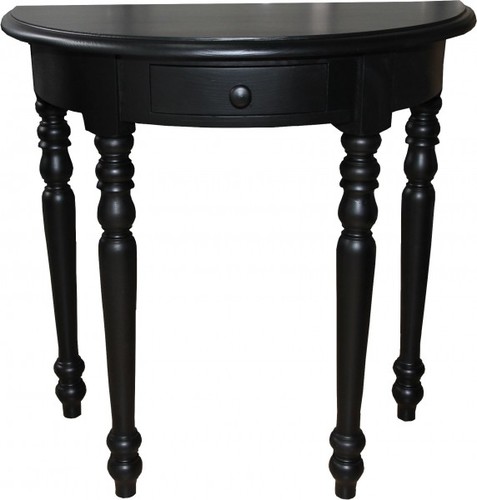 Casa Padrino Konsolentisch mit Schubladen Schwarz Mod1 - Halbmond Tisch - Sekret�r Konsole - Telefontisch