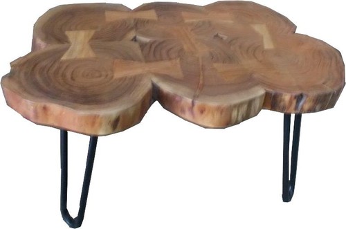 Casa Padrino Beistelltisch Akazien Holz / Eisen 80 - 115 cm - Industrial M�bel Hocker Tisch
