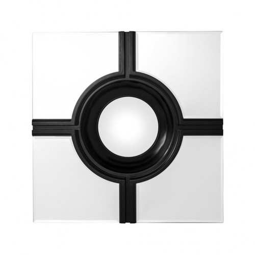 Casa Padrino Luxus Wand Spiegel Art Deco Schwarz / Spiegelglas 61 x 61 cm - Wandspiegel