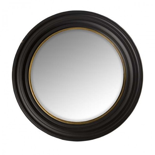 Casa Padrino Luxus Wand Spiegel Neo Klassisch Schwarz mit goldener Innenumrandung convex gew�lbt 75 x 75 cm - Wandspiegel