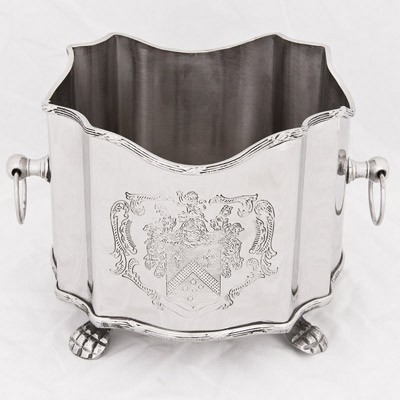 Casa Padrino Luxus Barock Blumenvase Messing vernickelt - Pflanzentopf - Hotel Dekoration - Blumengef�� Blumentopf